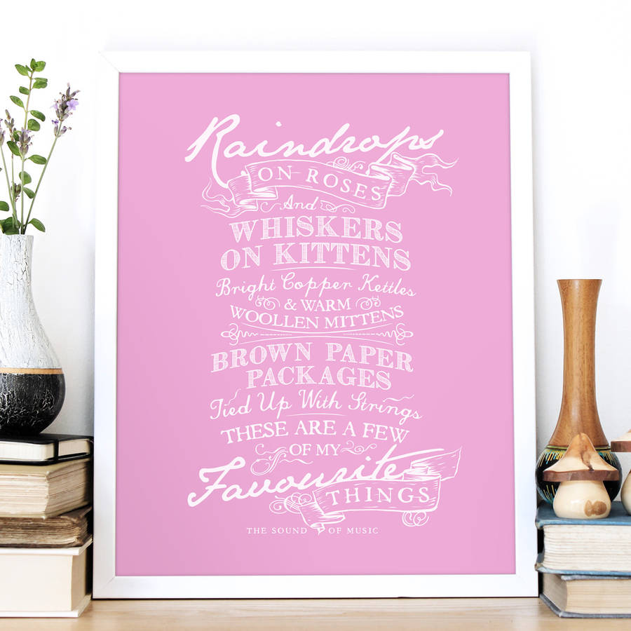 'raindrops on roses' the sound of music print by chatty nora