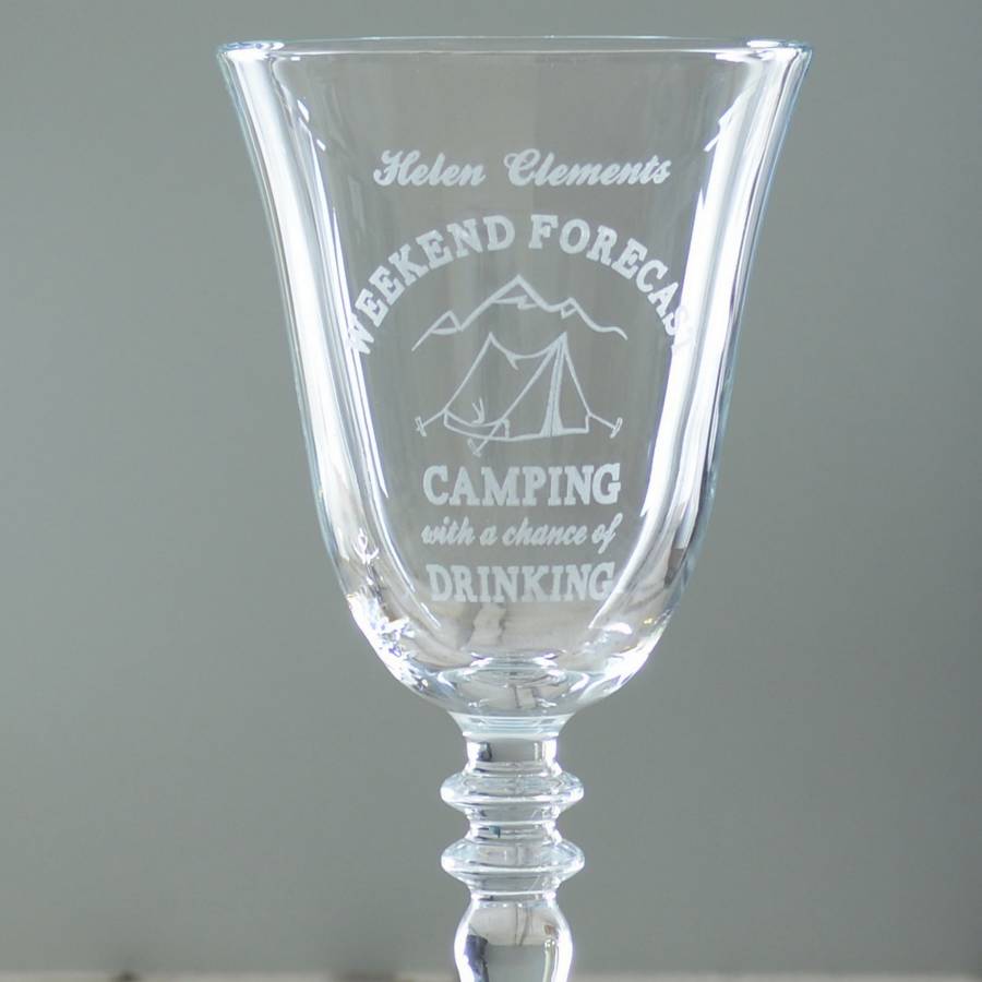 camping personalised wine glass by chalk and cheese