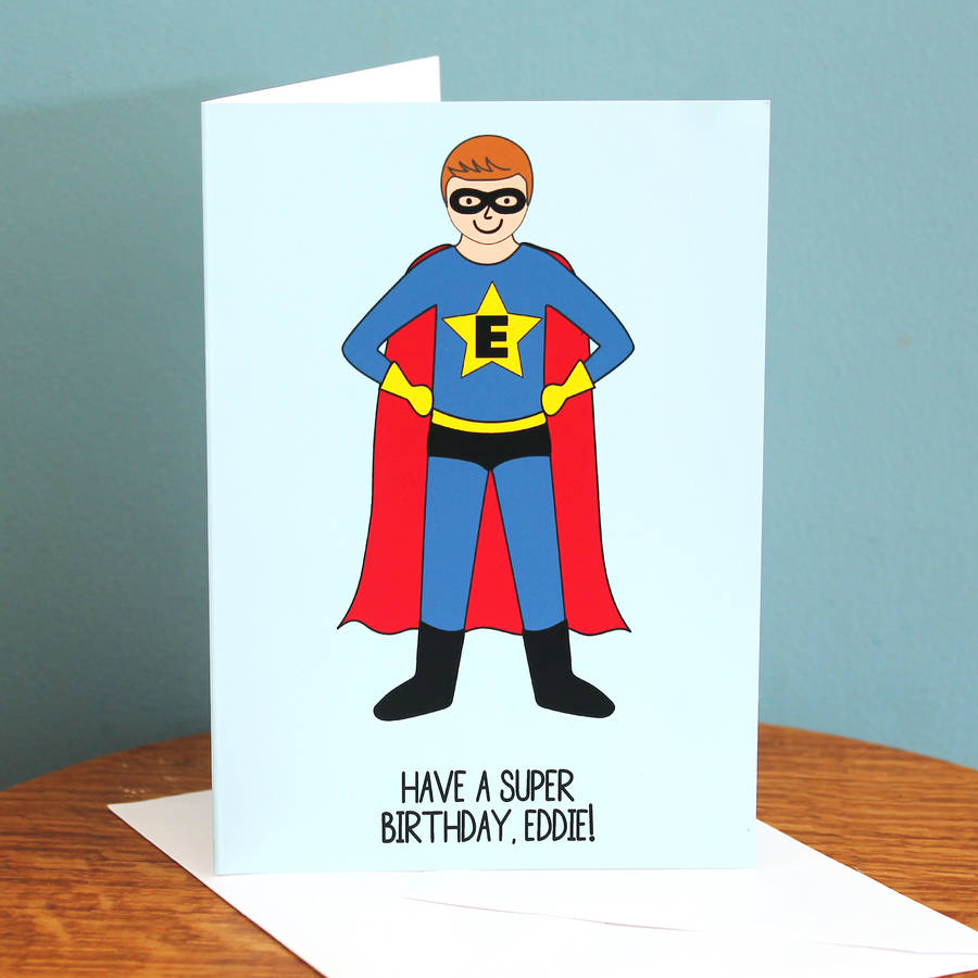 superhero personalised birthday card by nickynackynoo