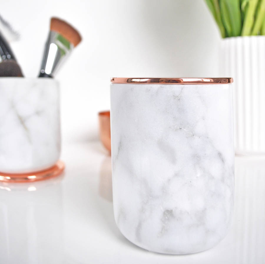 marble jar with copper lid by skandidesign