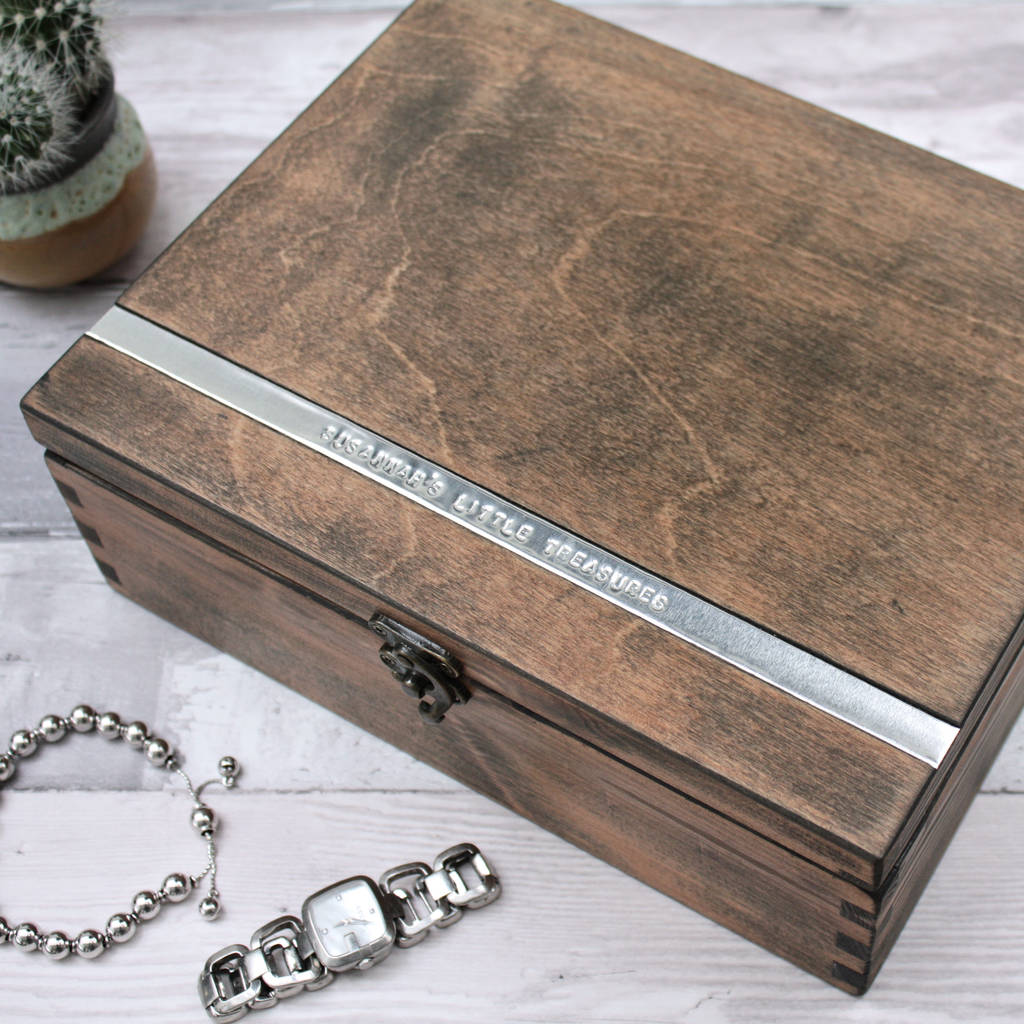 personalised large wooden jewellery box by warner's end