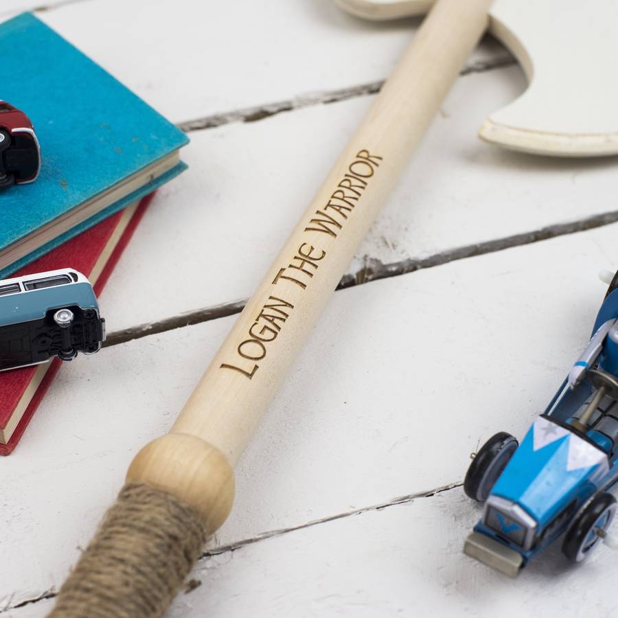 personalised wooden toy battle axe by auntie mims