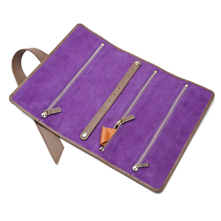 leather jewellery roll for travel by stow