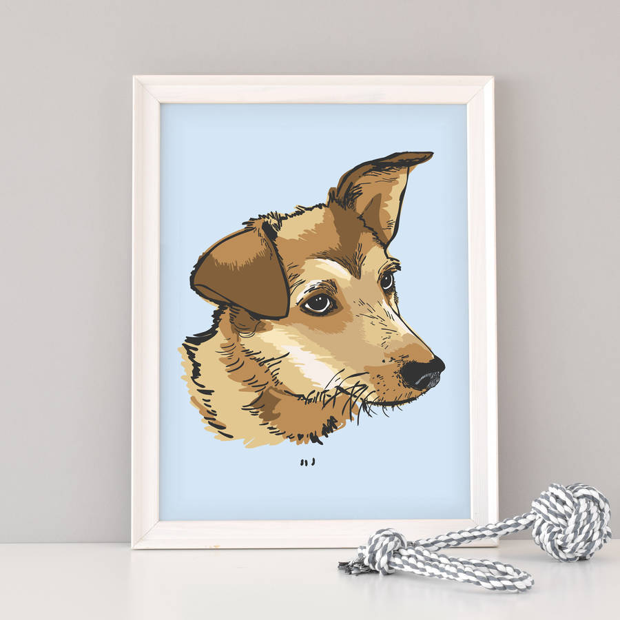 custom dog portrait art print by scribble print studio
