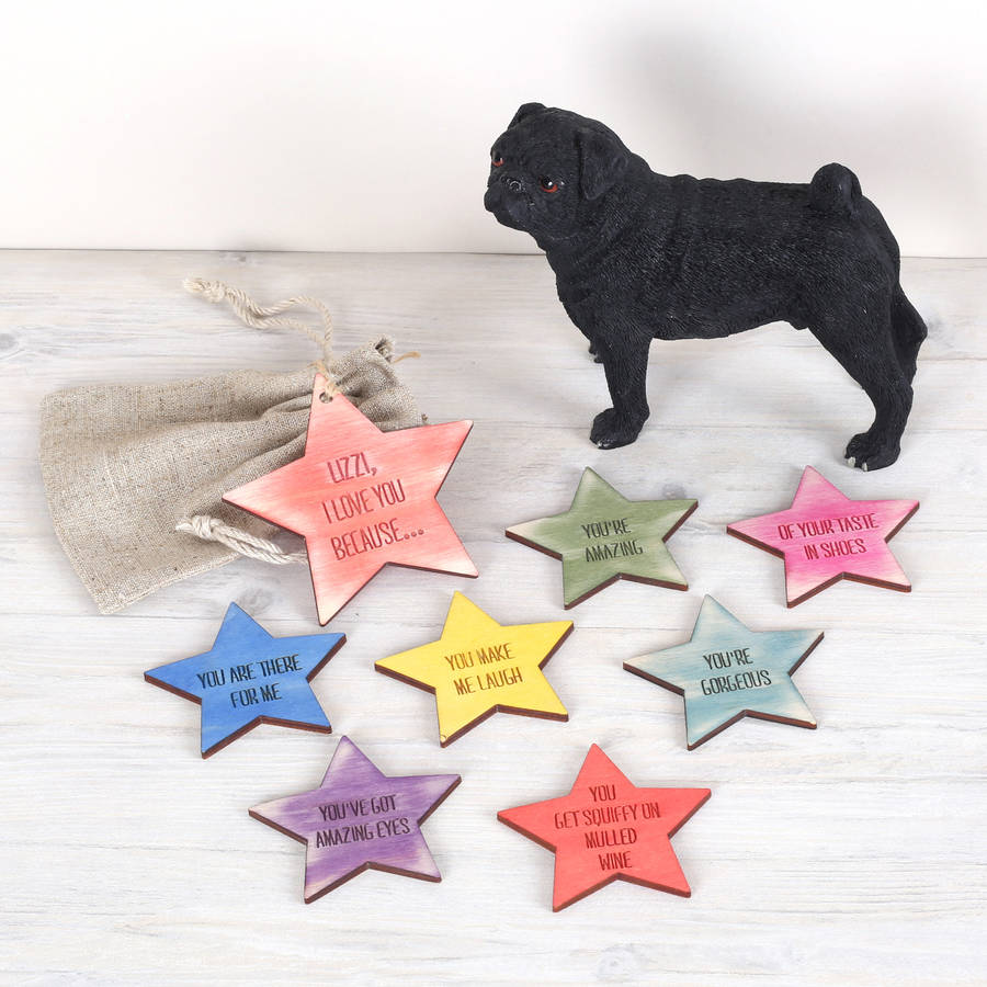 I Love You Because Personalised Message Star Tokens By Bombus