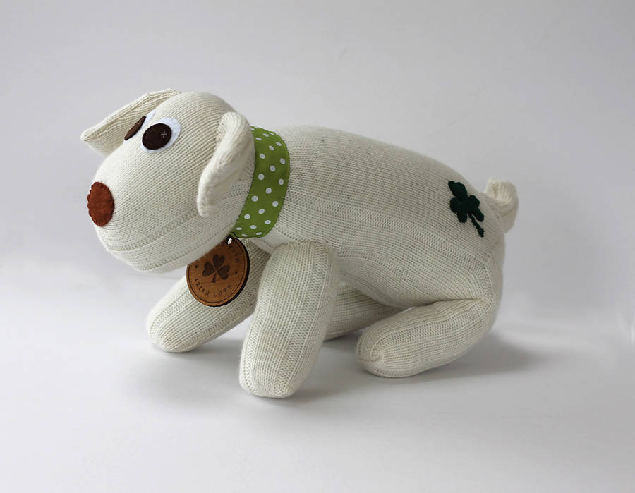 cream sock dog soft toy by sealed with irish love