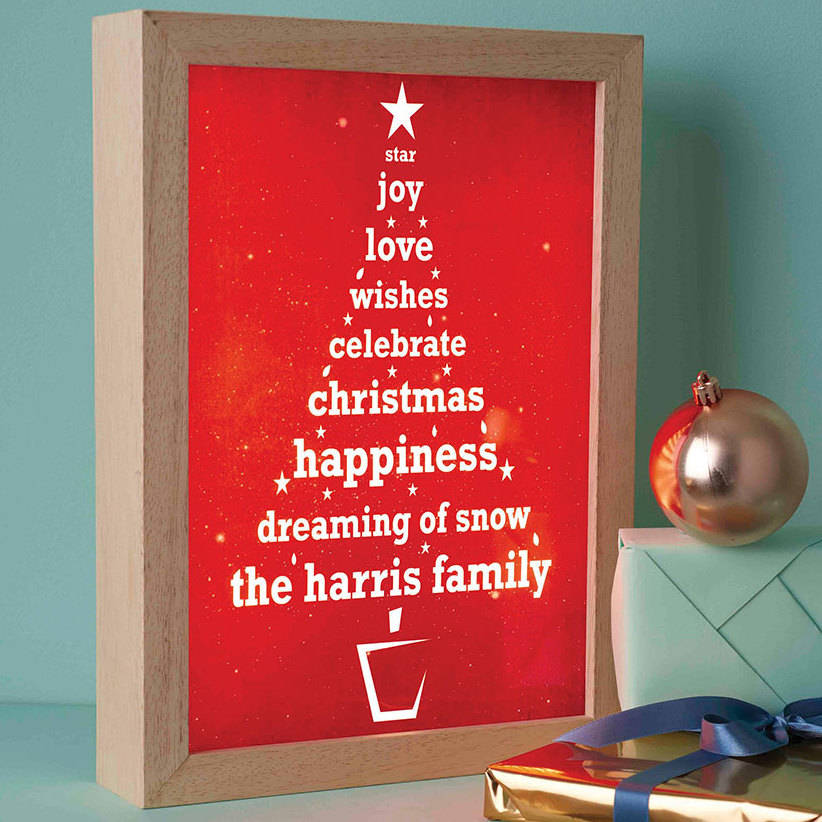 personalised christmas tree light box by spin collective