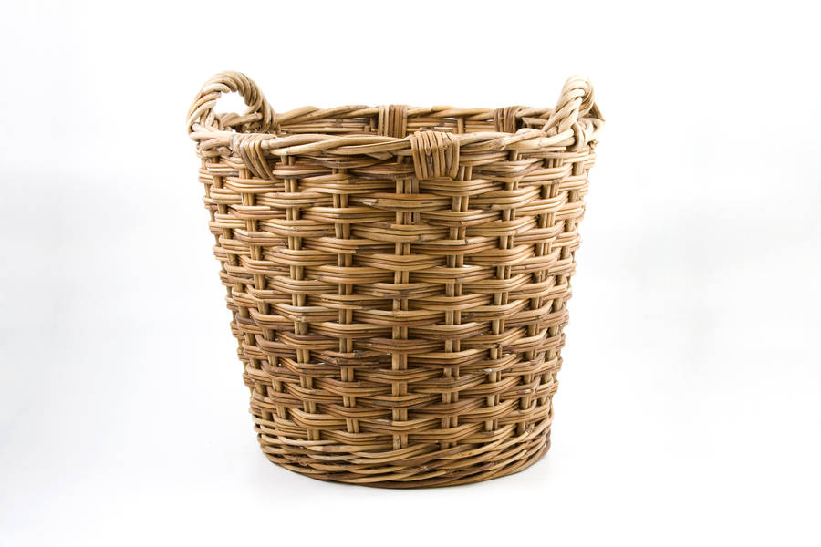 rattan round log basket with hessian liner rr19 by chairworks