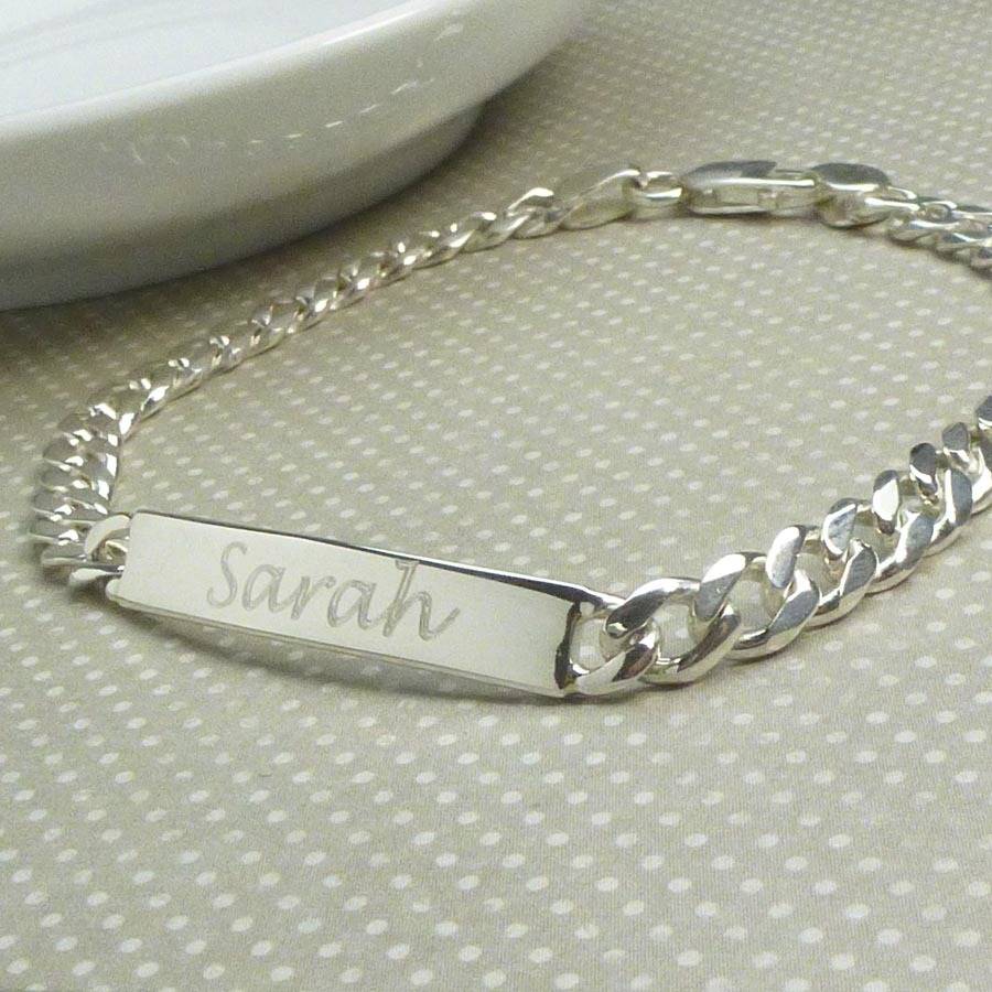 silver chain identity bracelet by hersey silversmiths
