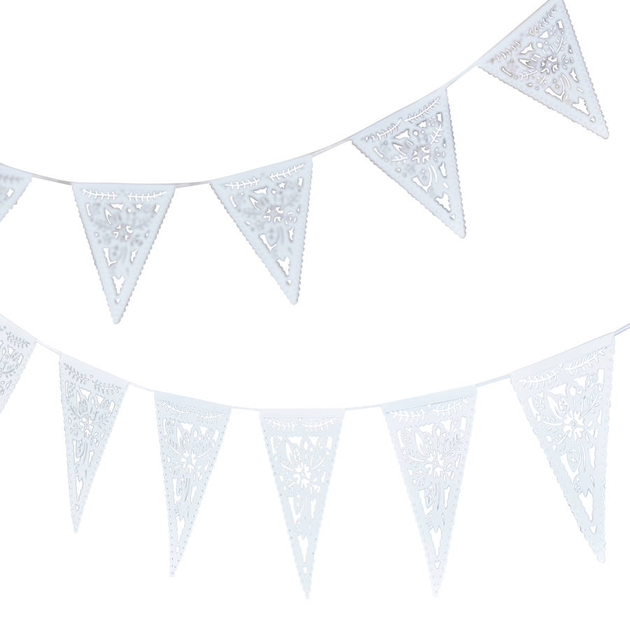 white die cut floral hanging paper bunting by ginger ray