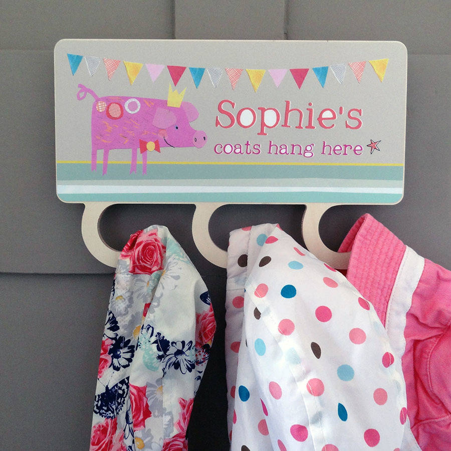 personalised child's coat hooks by alice palace