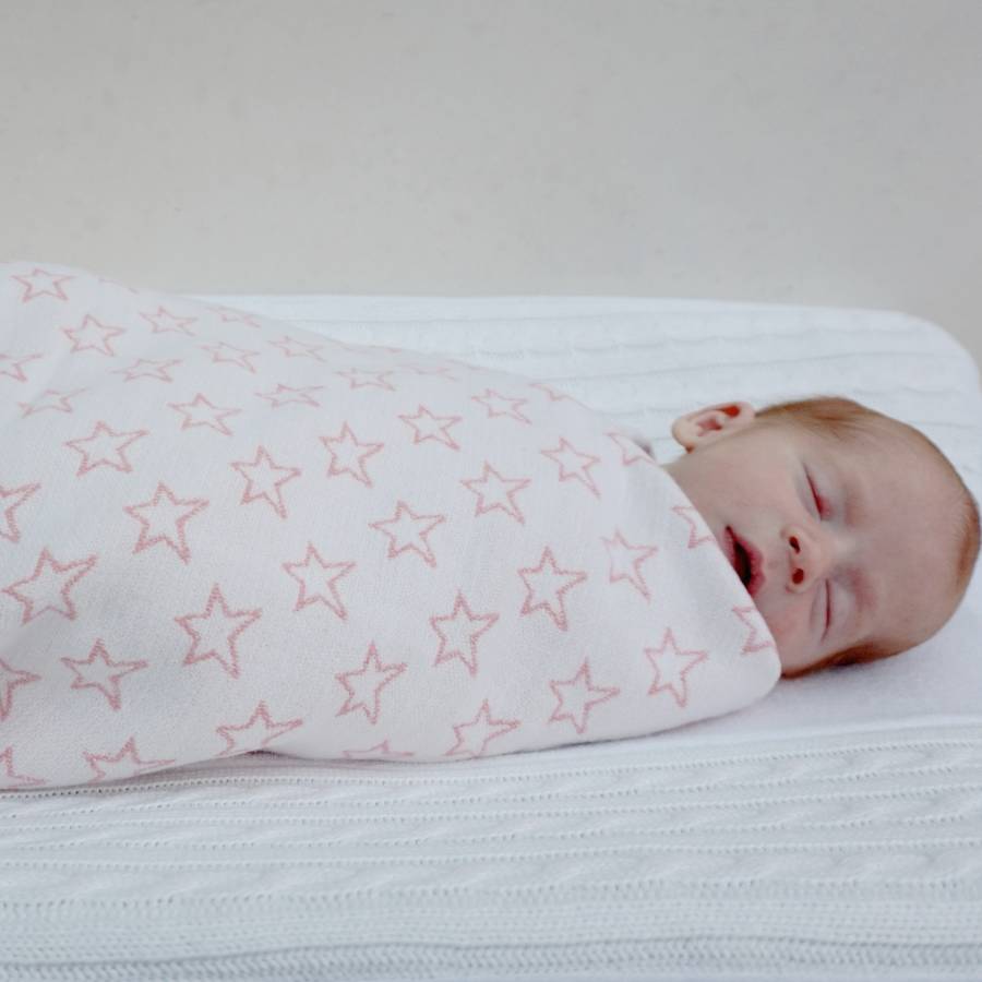 cotton baby swaddle blanket stars by poplico