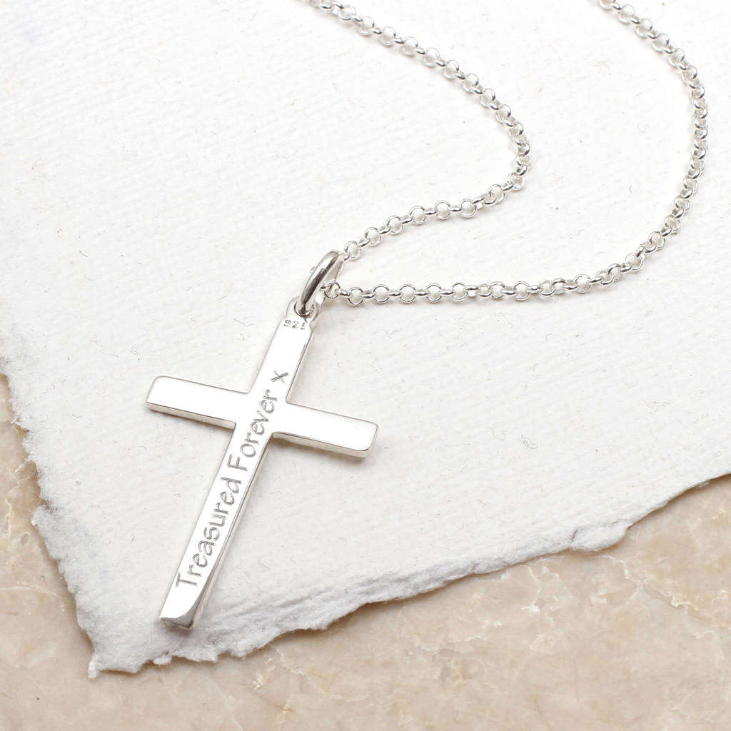 personalised sterling silver cross and chain by hurleyburley