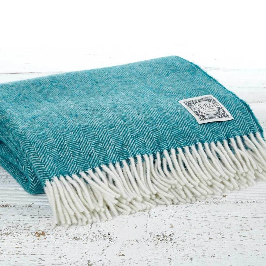 chunky herringbone lambswool blanket by tolly mcrae