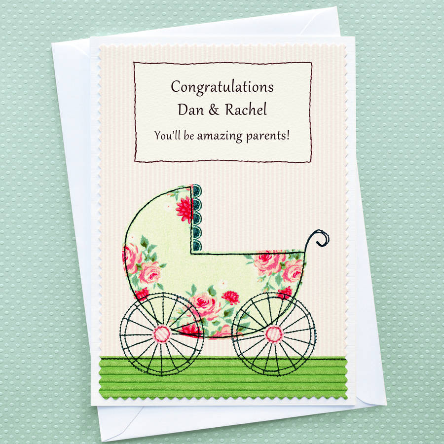 'pram' personalised pregnancy congratulations card by