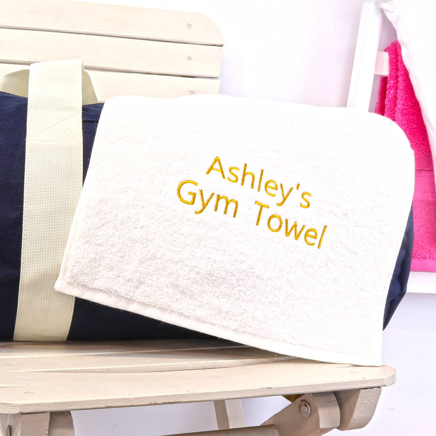 personalised gym towel by duncan stewart textiles