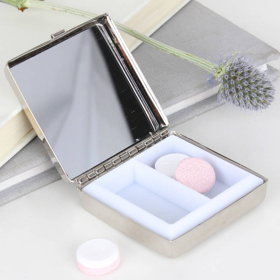 personalised mirror pill box by dibor