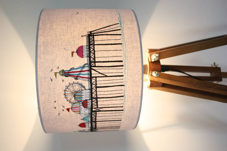 embroidered 'pier' lampshade by lara sparks embroidery