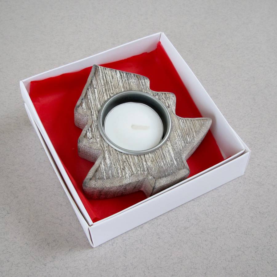 christmas tree wooden candle holder by chapel cards