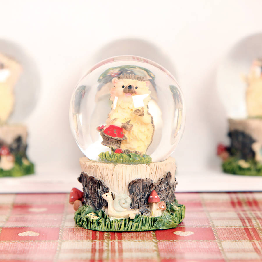 woodland hedgehog mini snow globe dome by red berry apple