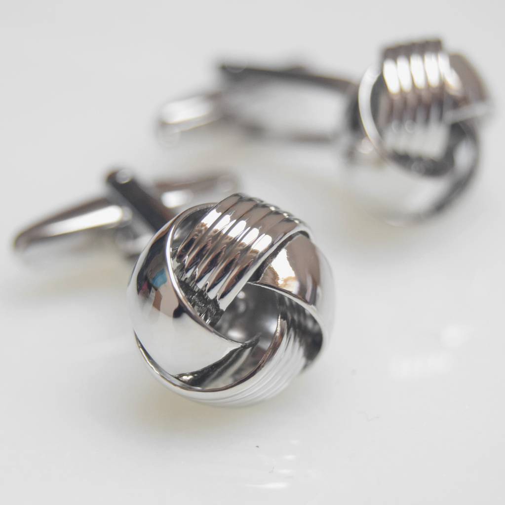 best man or usher silver tie the knot cufflinks by yatris