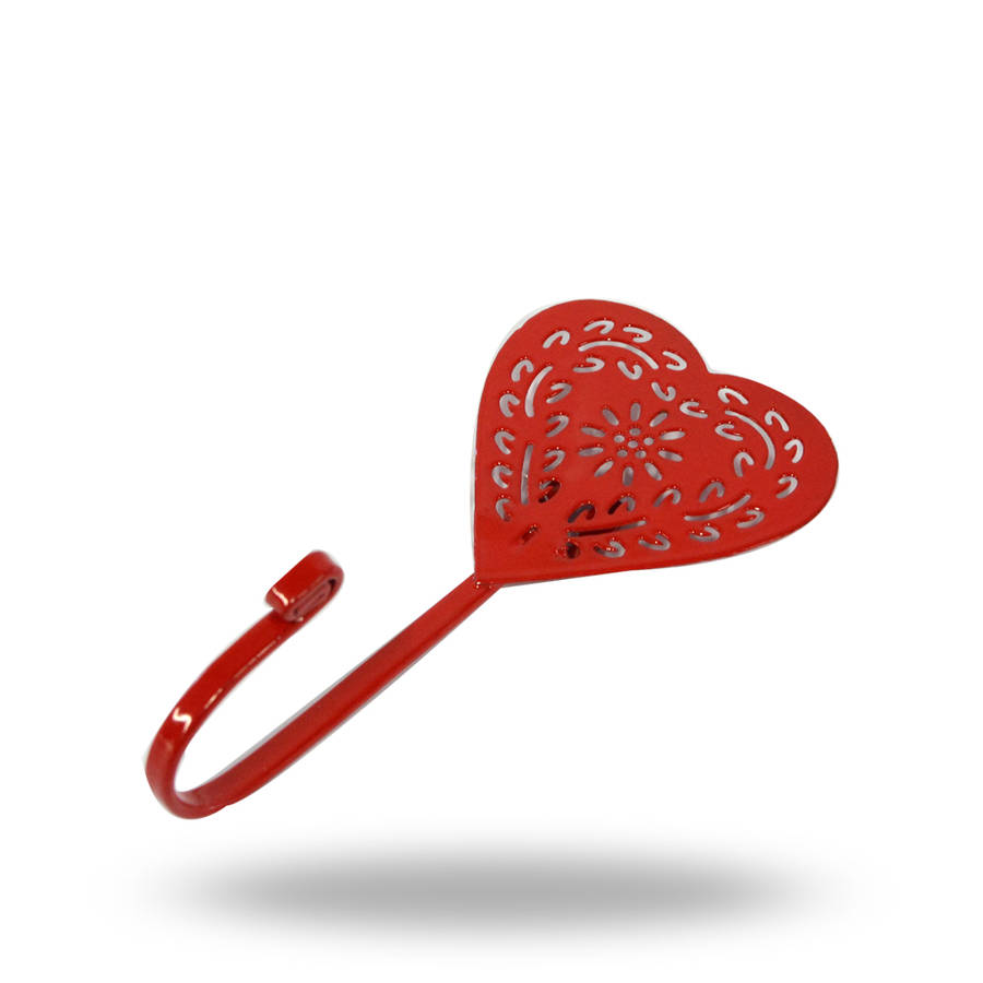 single antonia heart hook in different colour finish by trincaferro