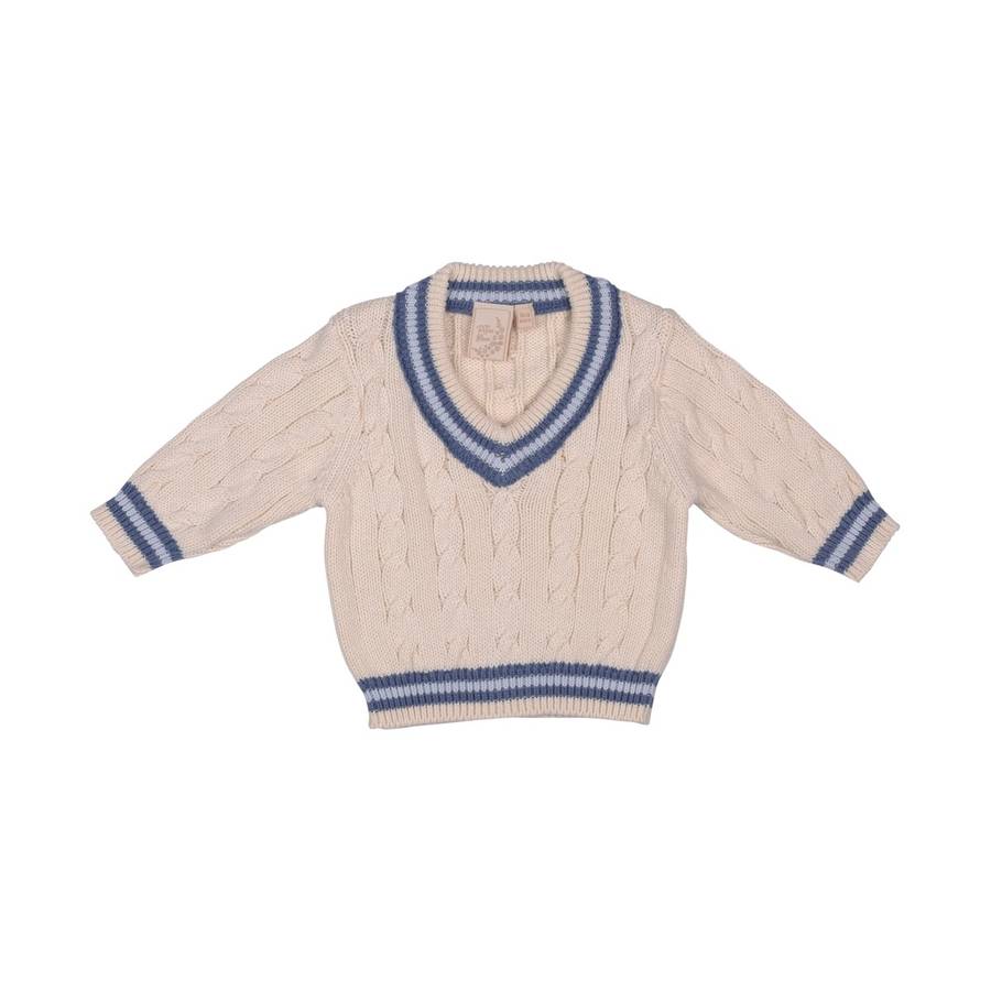 baby boy cream cricket jumper by toffee moon