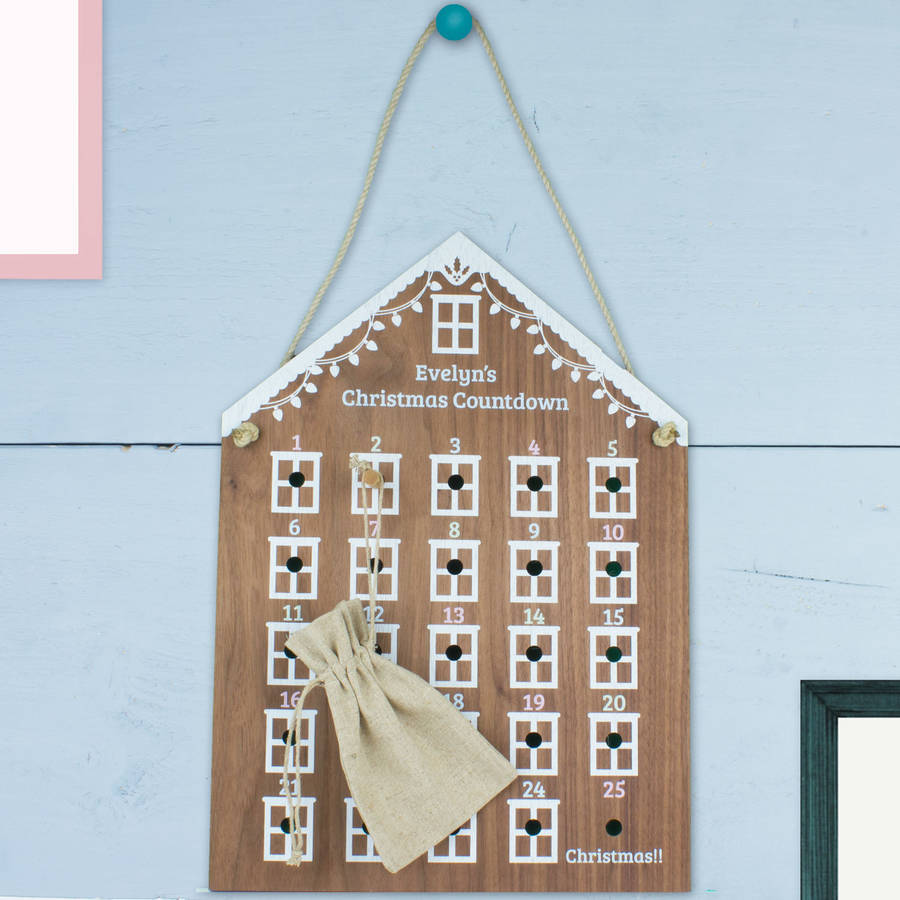 personalised wood advent calendar house by made lovingly made