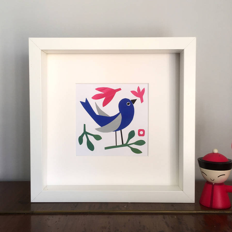 framed bird collages by belinda reynell design