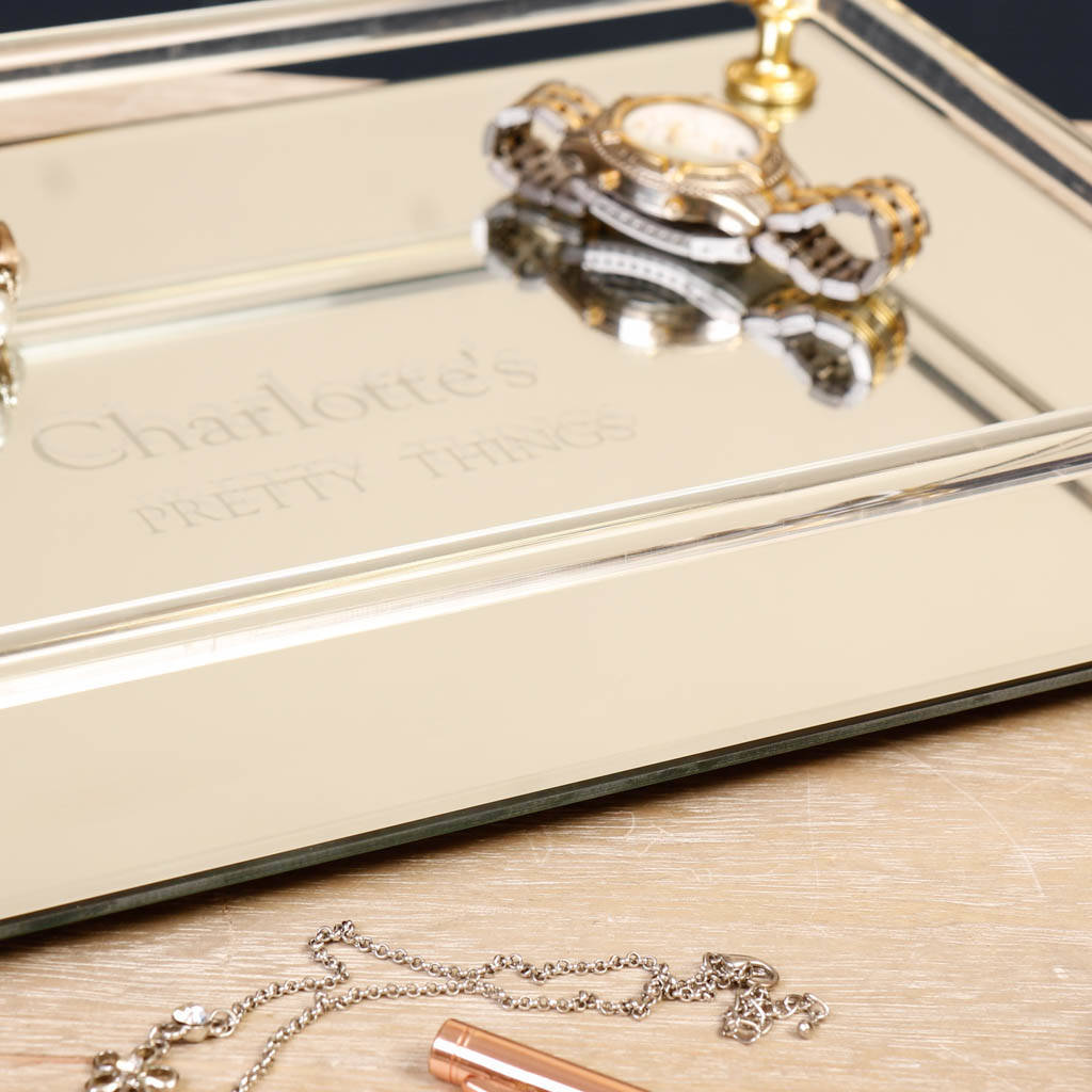 personalised mirrored jewellery tray by dibor