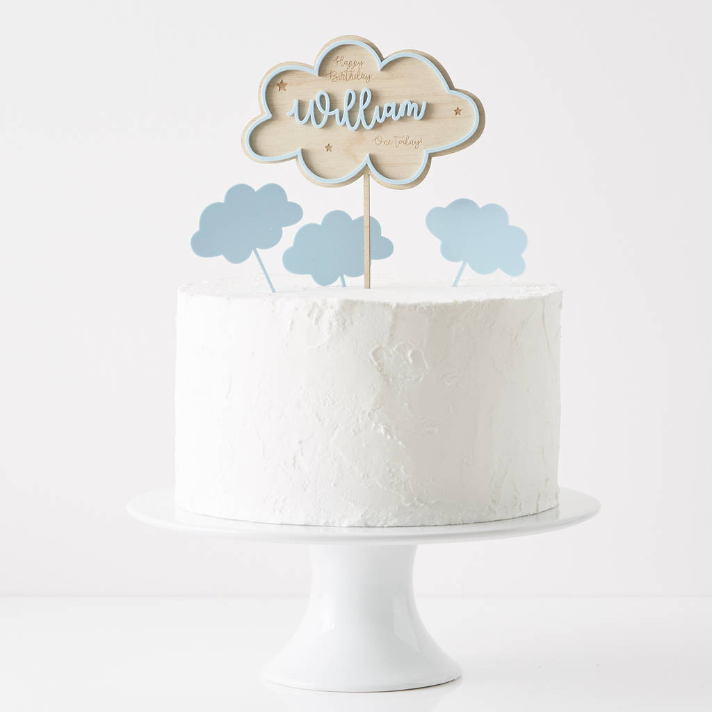 Personalised Clouds Birthday Cake Topper By Sophia Victoria Joy