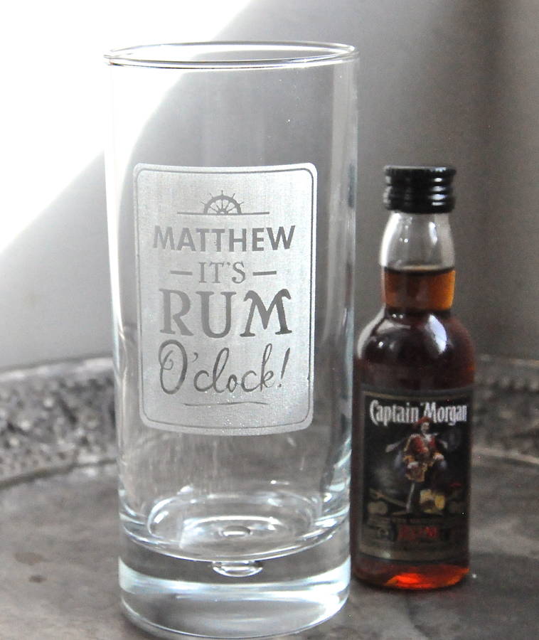 personalised 'rum o clock' etched glass by letteroom
