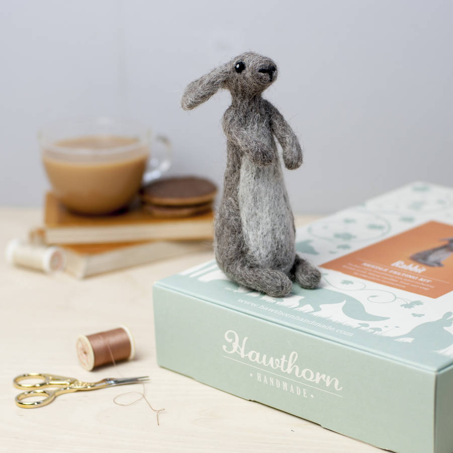 rabbit needle felting craft kit by hawthorn handmade