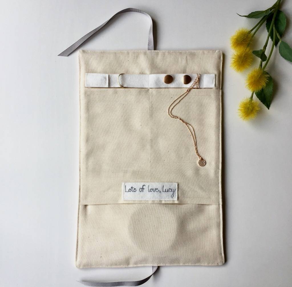 personalised linen jewellery roll by all for erica