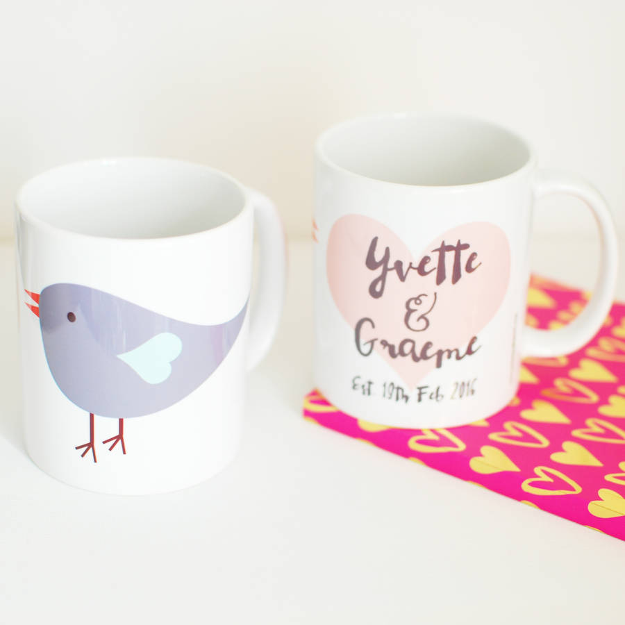 ... > PRINTS OF HEART > PERSONALISED MUGS WEDDING GIFT WITH LOVE BIRDS