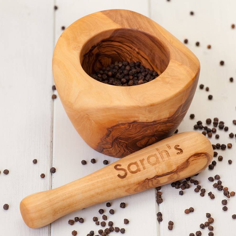 personalised wooden mortar and pestle by british and bespoke