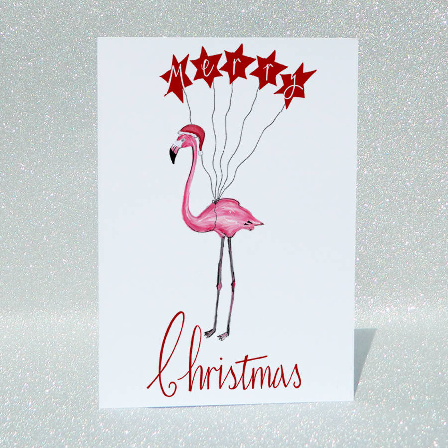 flamingo christmas card by de fraine design london