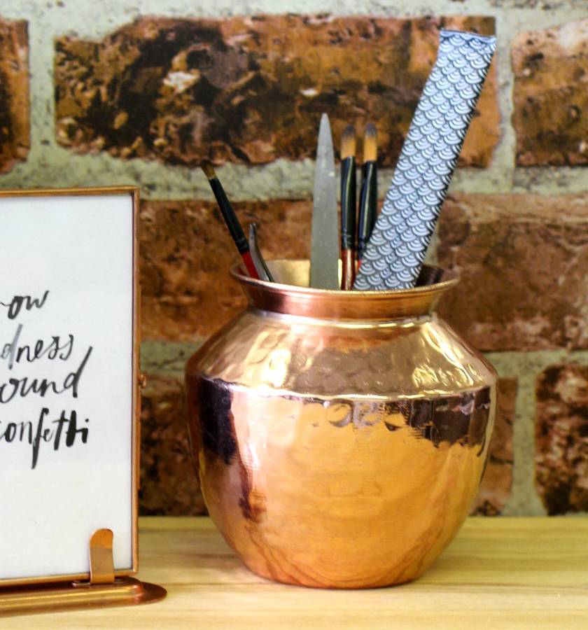 copper hammered effect vase by posh totty designs interiors