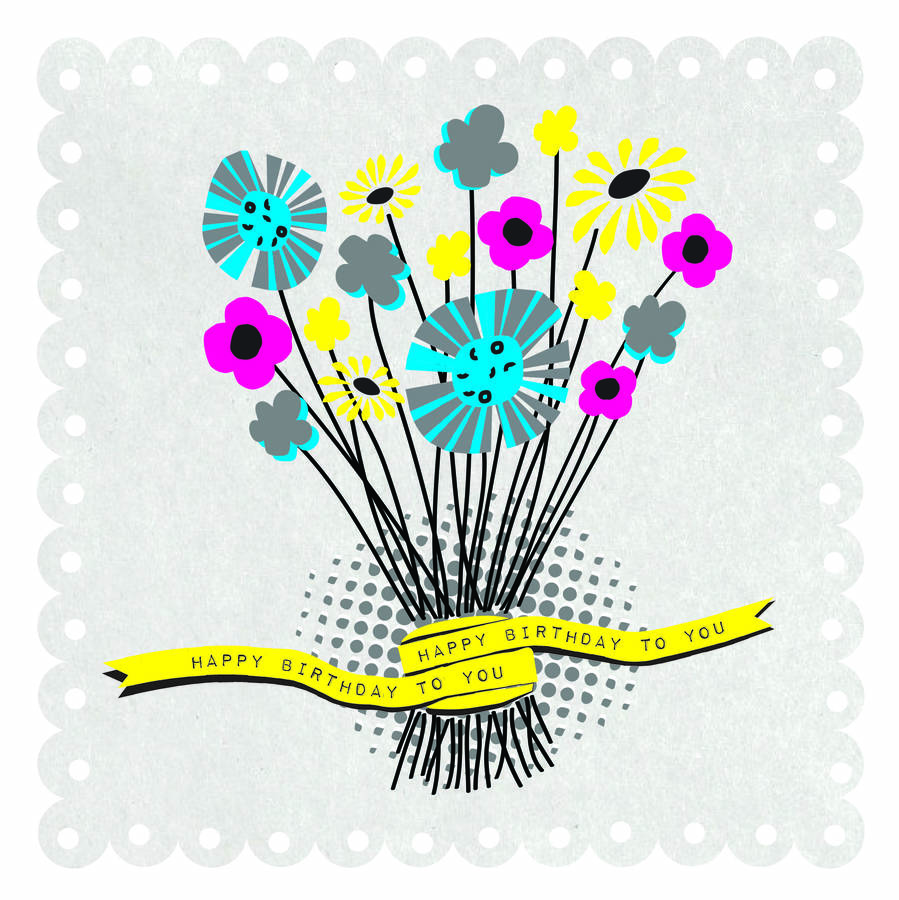 birthday bunch of flowers card by allihopa