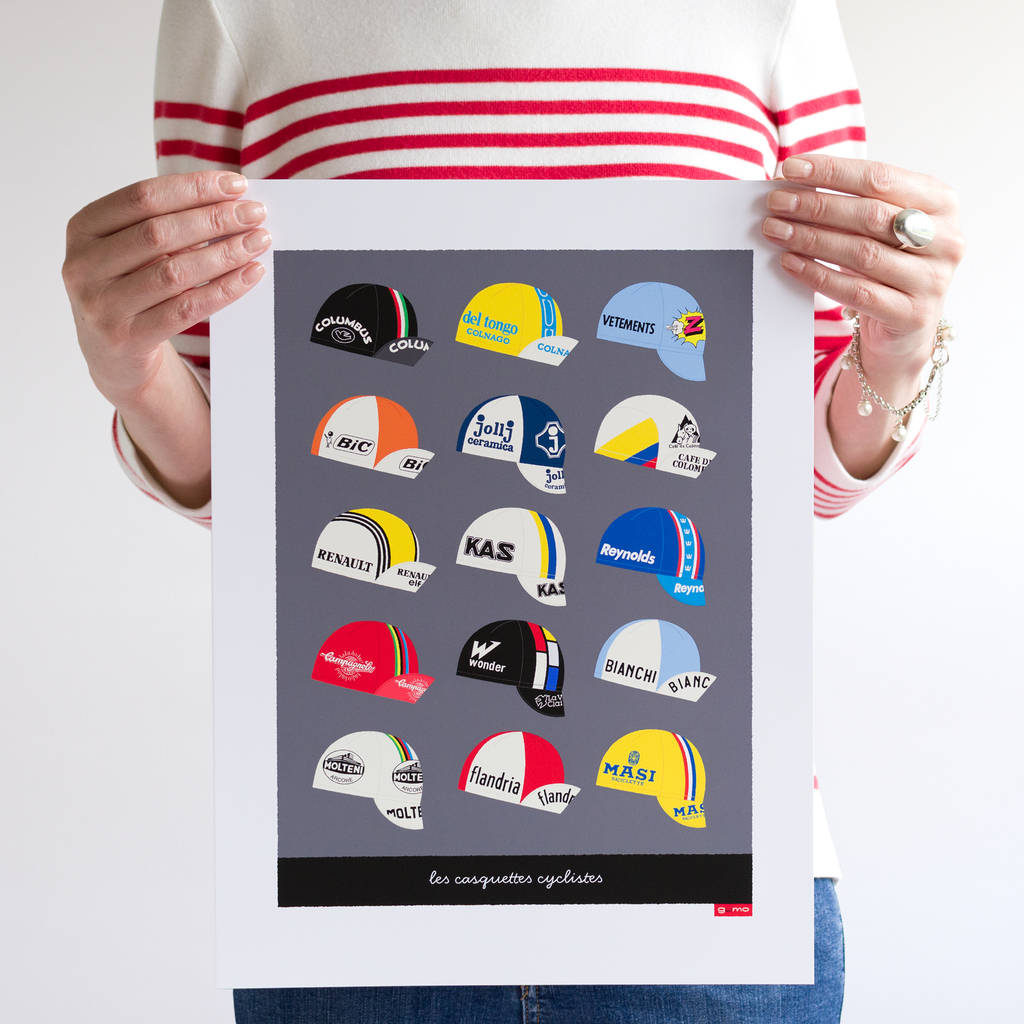 classic cycling caps art print by gumo