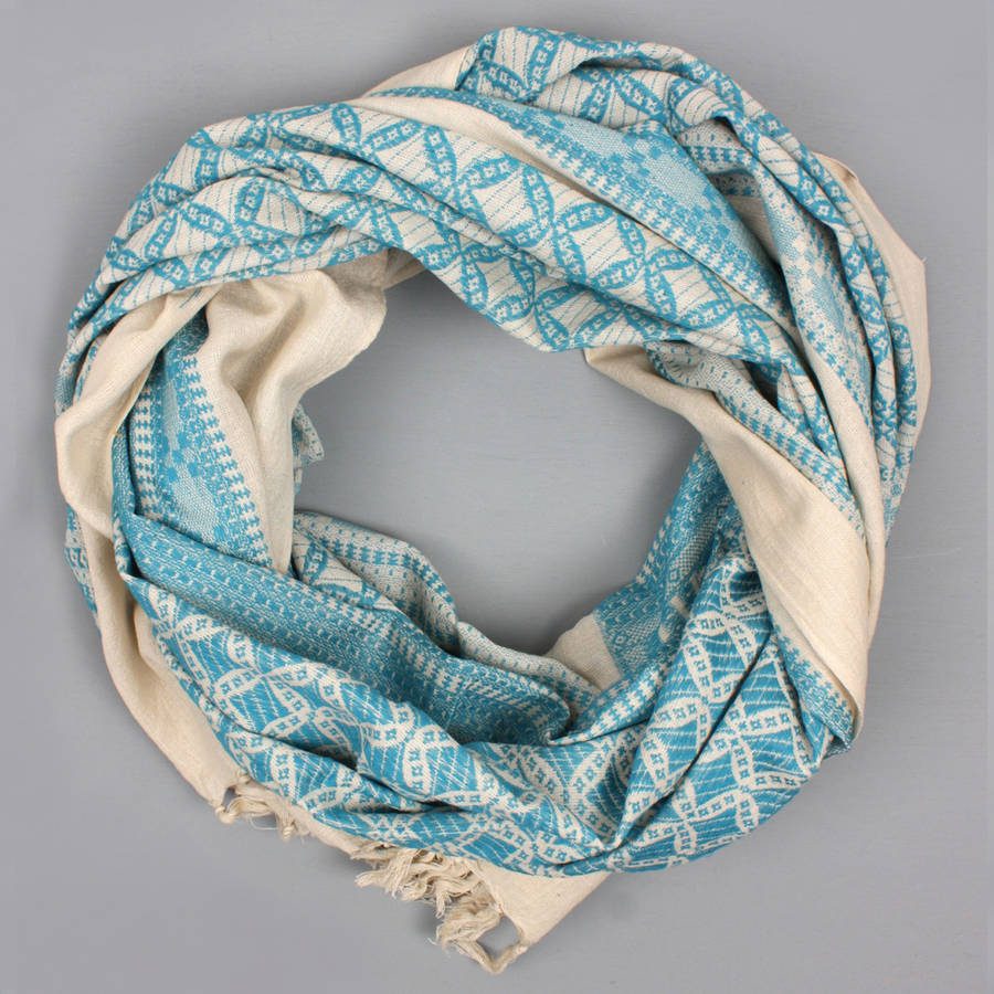 embroidered natural cotton scarf by bohemia  notonthehighstreet.com