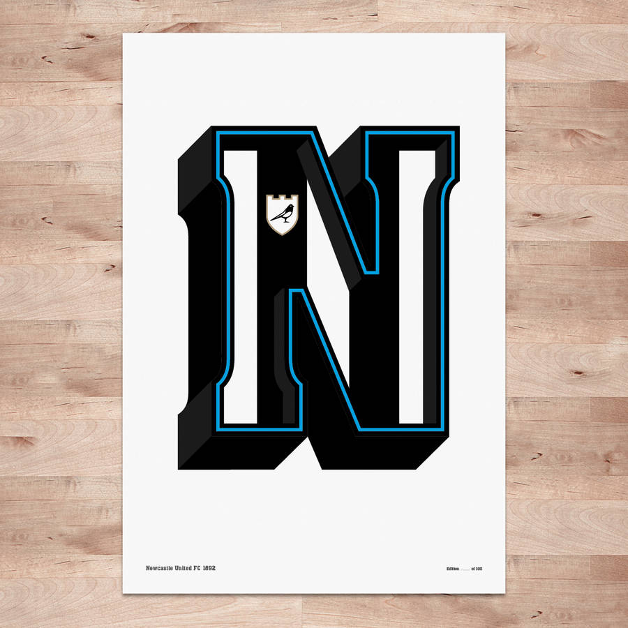 Newcastle United Typography Posters Limited Edition By Dinkit 