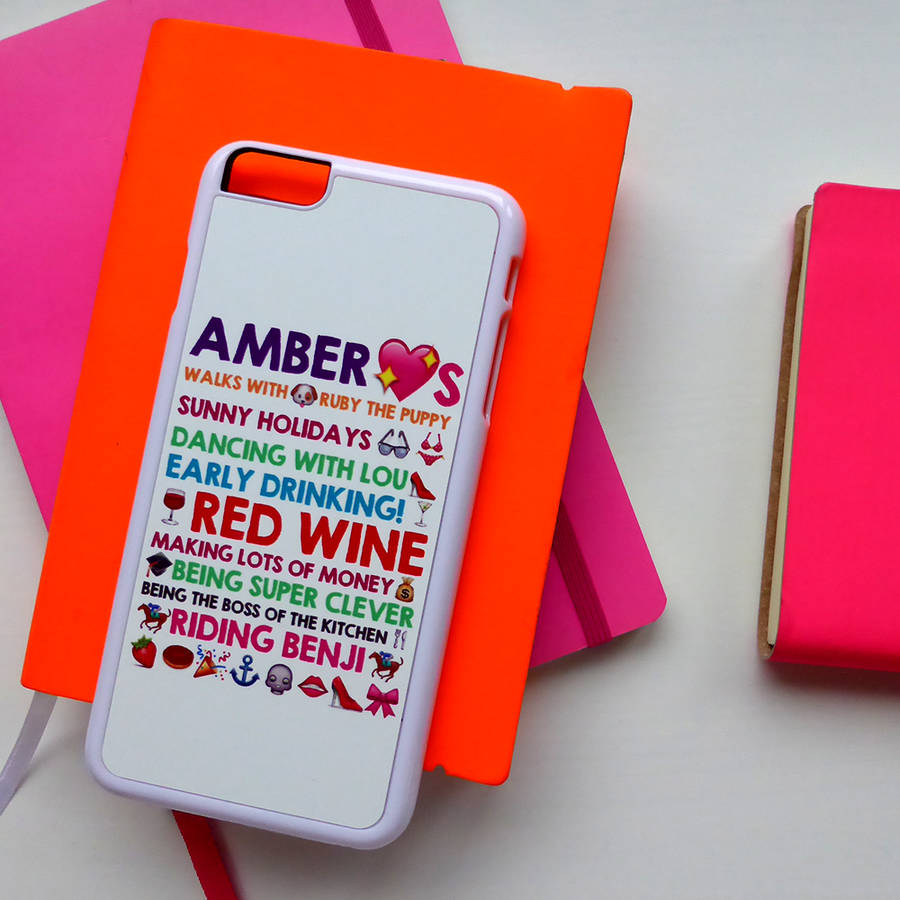 personalised iphone cover with emoticons by pickle pie gifts