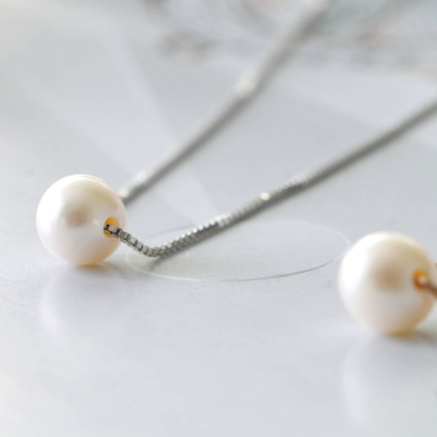 sterling silver floating pearl necklace by attic