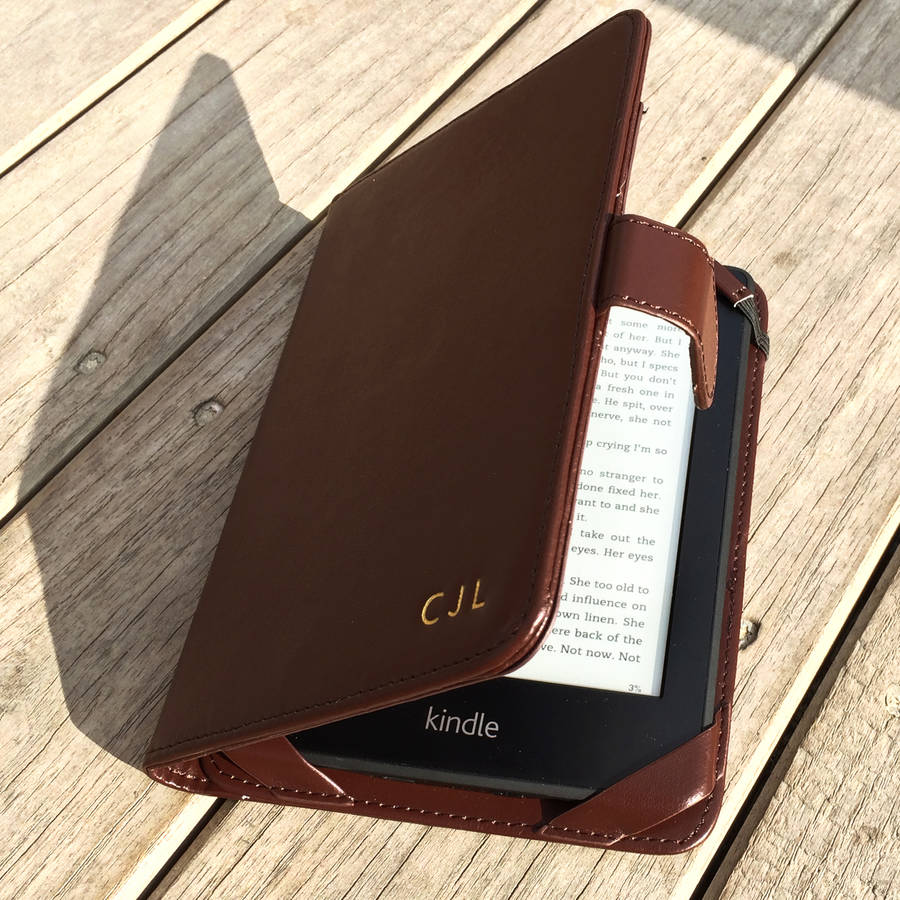 luxury leather kindle case with gold initials by klevercase