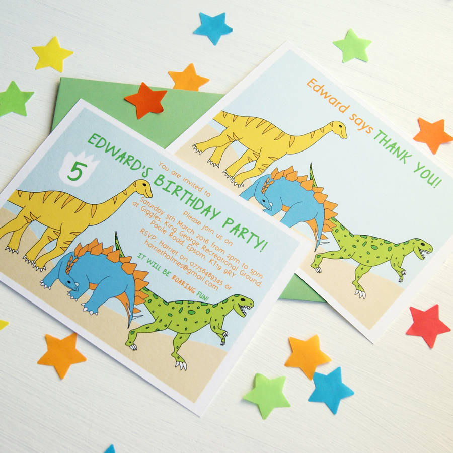 dinosaurs personalised thank you note cards by superfumi