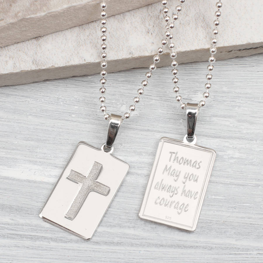 boys personalised sterling silver christening necklace by hurleyburley