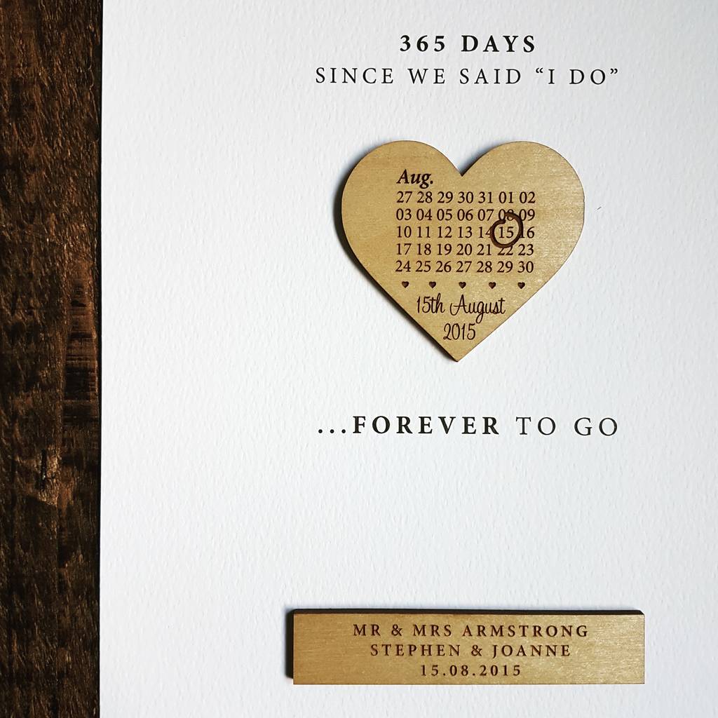 first paper anniversary calendar heart print by design by eleven