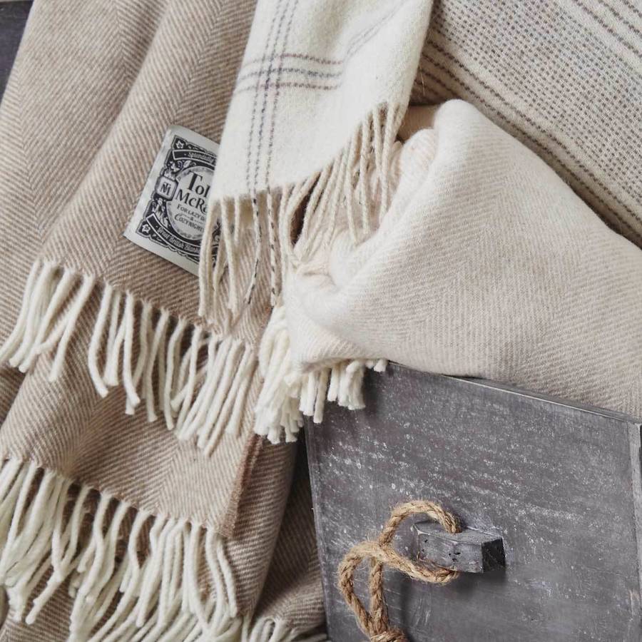 luxury fine merino wool throw white collection by tolly mcrae