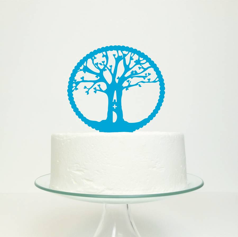 personalised tree cake topper by miss cake